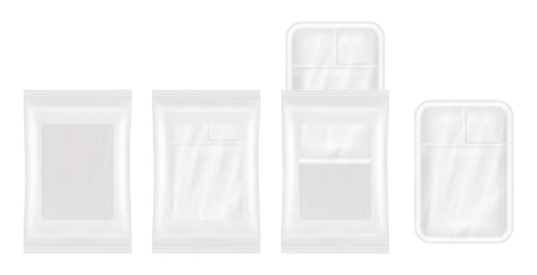 Vista superior de poliestireno branco e embalagem de plástico mockup — Vetor de Stock