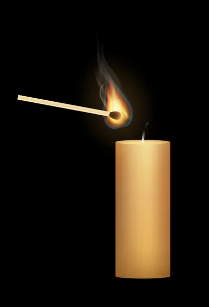 A candle with a match — Stock Vector