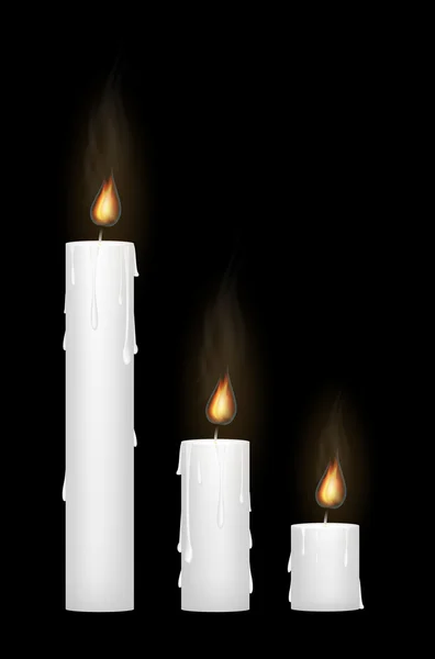 A white candle on a black blackground — Stock Vector