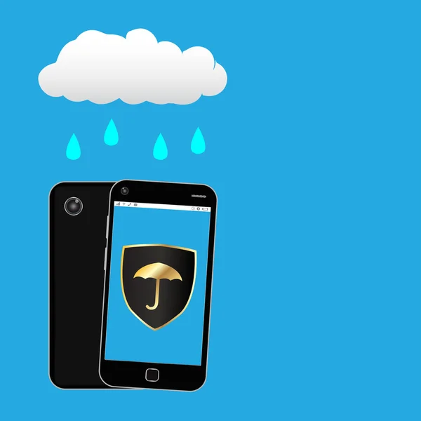 Smartphone με αδιάβροχο — Διανυσματικό Αρχείο