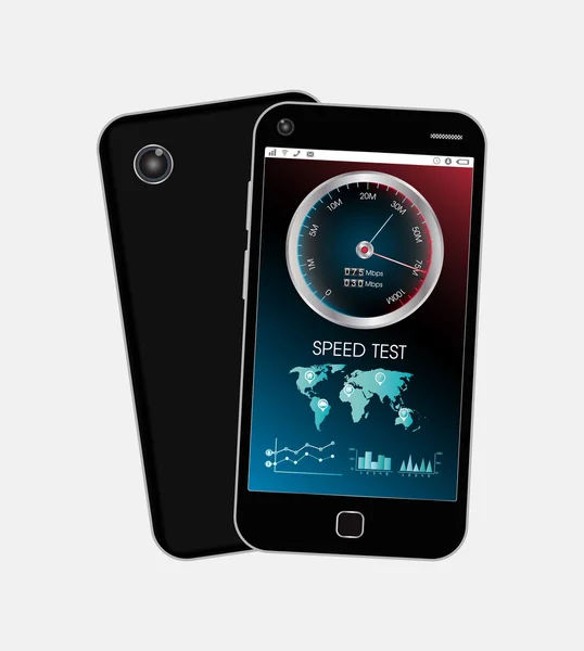 Smartphone con interfaz de prueba de velocidad — Vector de stock