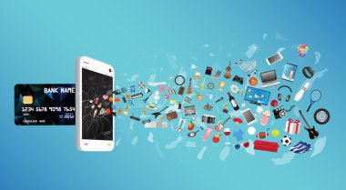 kredi kartı ve genel nesne kayan ile Smartphone