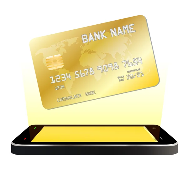Smartfon z karta kredytowa pływających — Wektor stockowy