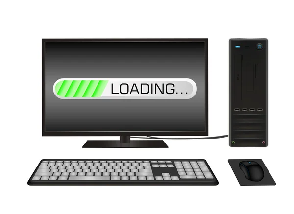 Desktop-Computer mit Ladebildschirm — Stockvektor
