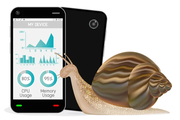 Smartphone lent avec escargot — Image vectorielle