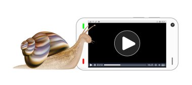 Salyangoz ve smartphone media player ekran ile