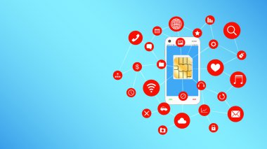 apps simgesi yüzen ile akıllı telefon ve SIM kart