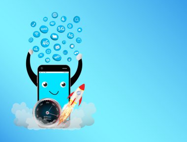 hız ölçer ve apps simgesi yüzen ile Smartphone