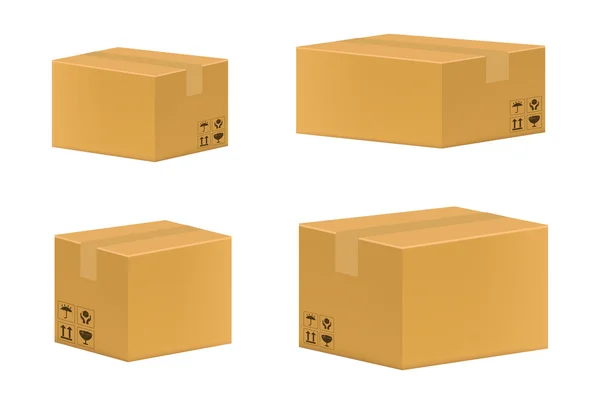 Une boîte en carton marron — Image vectorielle