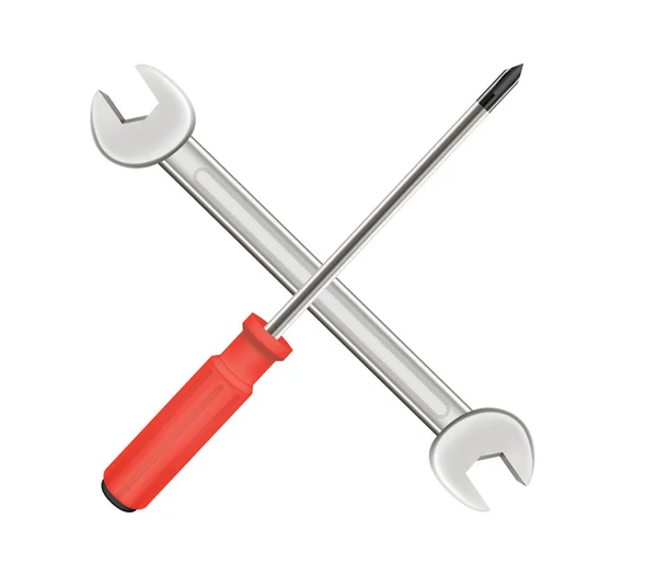 Kruis moersleutel en schroevendraaier logo — Stockvector