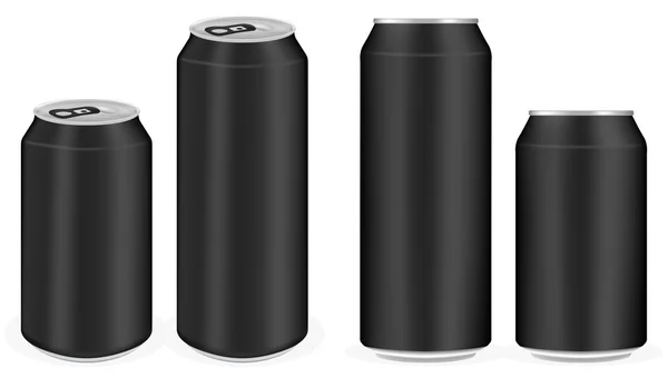 Preto alumínio refrigerante latas vector — Vetor de Stock