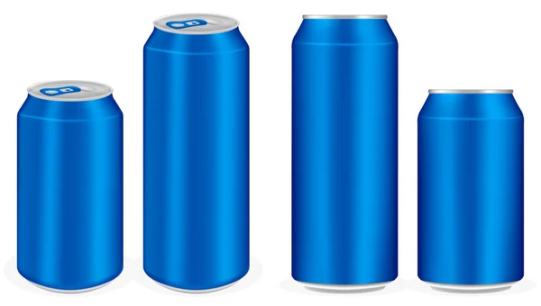Alumínio azul refrigerante latas vector — Vetor de Stock