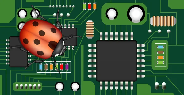 在电路板上的 bug — 图库矢量图片
