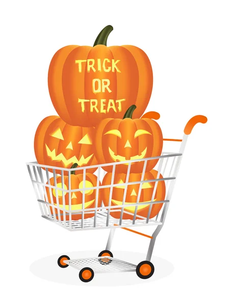 Dynie Halloween na koszyk na zakupy — Wektor stockowy