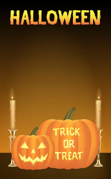Tarjeta vectorial de calabazas de Halloween — Vector de stock