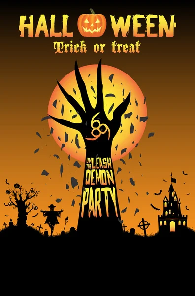 Halloween libère la fête des démons — Image vectorielle