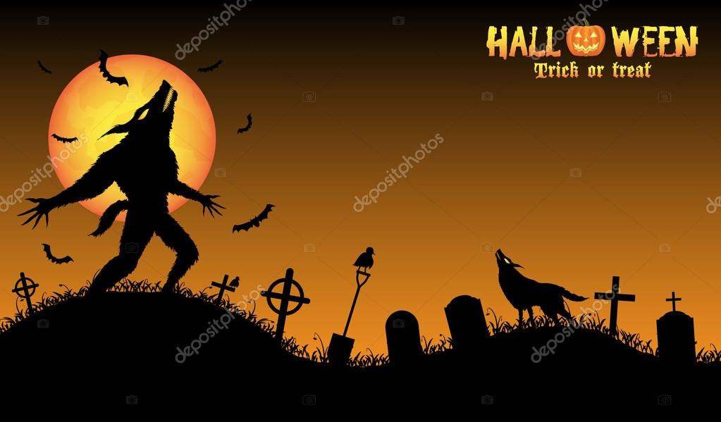 Howling werewolf with halloween background Stock Vector Image by