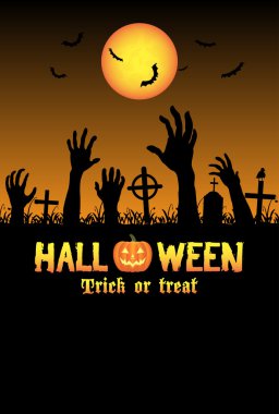 Cadılar Bayramı zombiler bir mezarlıkta el