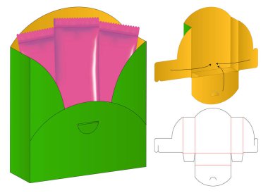 Kutu ambalajı ölü şablon tasarımı. 3d maketi
