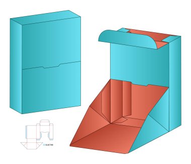 Kutu ambalajı ölü şablon tasarımı. 3d maketi