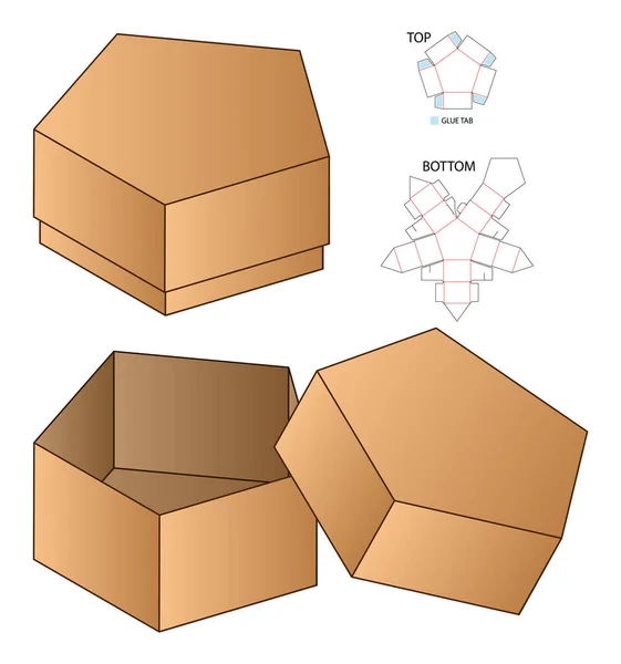 Caja Embalaje Morir Corte Plantilla Diseño Maqueta — Vector de stock