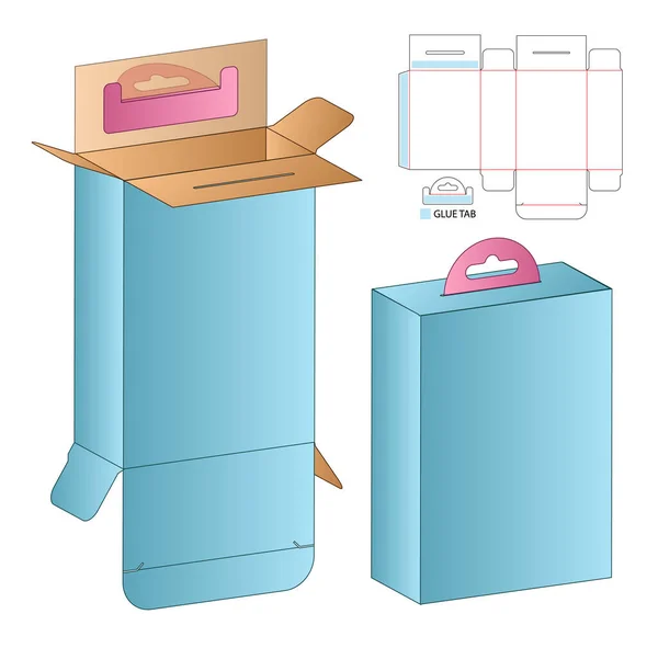 Caja Embalaje Morir Corte Plantilla Diseño Maqueta — Archivo Imágenes Vectoriales