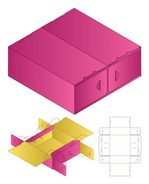 Kutu ambalajı ölü şablon tasarımı. 3d maketi