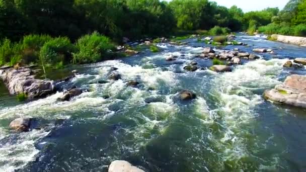 Aerial view of rapid river — Stock Video