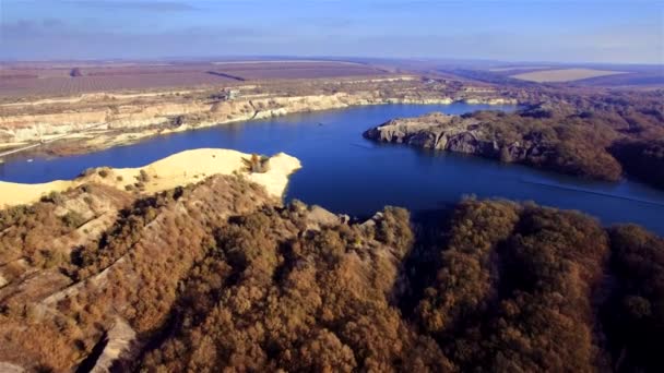 Aerial view of sand canyon, south Ukraine — Stock Video