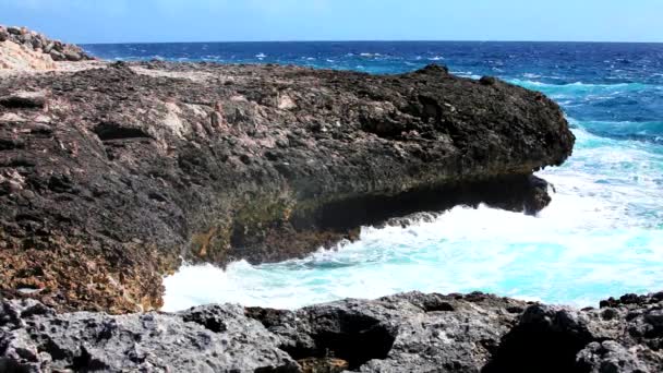 Tropikal okyanus dalgaları resif sahilde kırma — Stok video