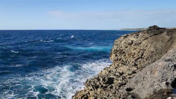 Ocean wave splash on the reef — Stock Video