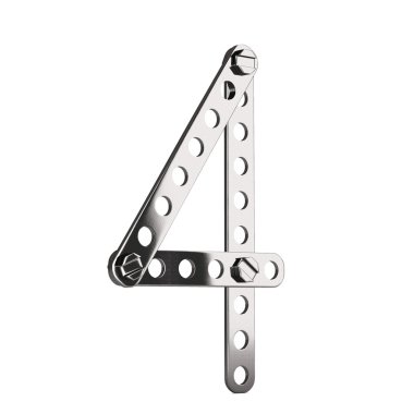 Number 4 made from metall construktor. 3d