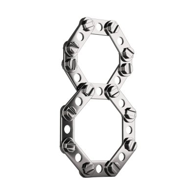 Number 8 made from metall construktor. 3d