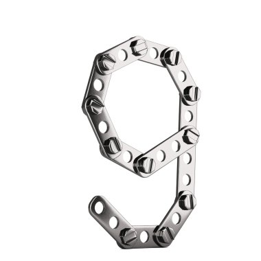 Number 9 made from metall construktor. 3d