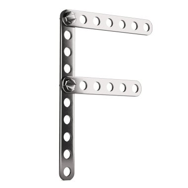 Letter F made from metall construktor. 3d