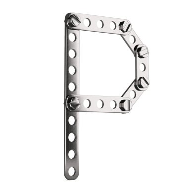 Letter P made from metall construktor. 3d