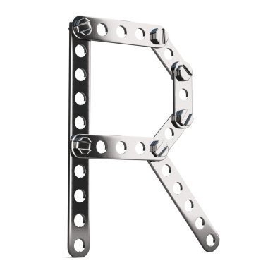 Letter R made from metall construktor. 3d