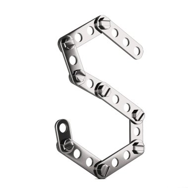 Letter S made from metall construktor. 3d