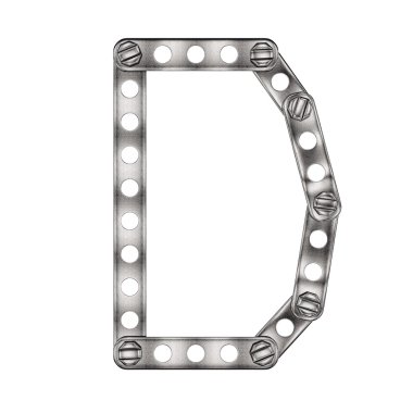 Letter D made from metall construktor.