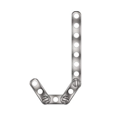 Letter J made from metall construktor.