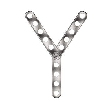 Letter Y made from metall construktor.