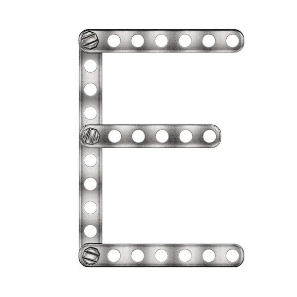 Letter E made from metall construktor. — Stock Photo, Image