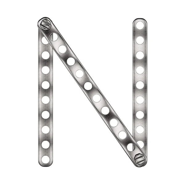 Letter N made from metall construktor. — Stock Photo, Image