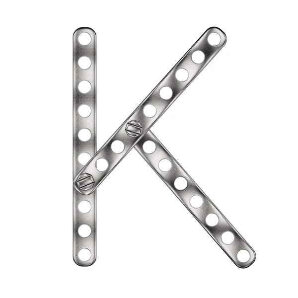 Letter K made from metall construktor. — Stock Photo, Image