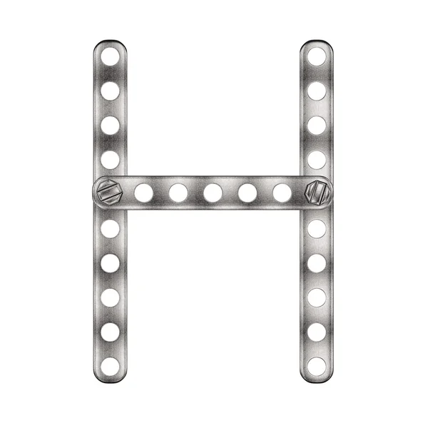 Letter H made from metall construktor. — Stock Photo, Image