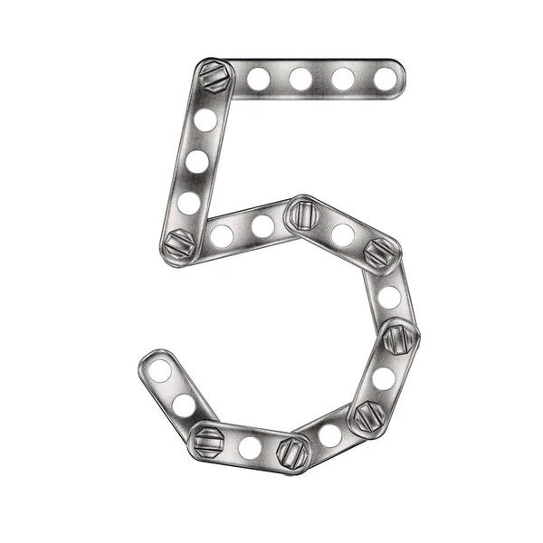 Number 5 made from metall construktor. — Stock Fotó