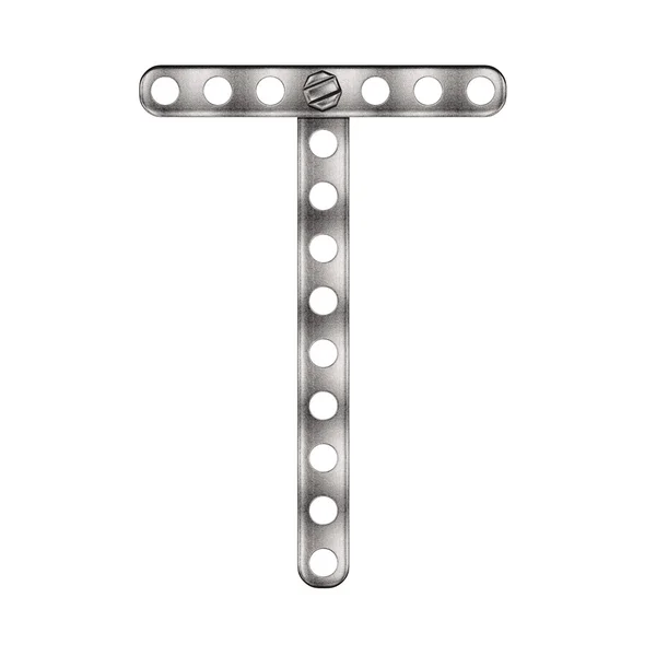 Letter T made from metall construktor. — Stock Photo, Image