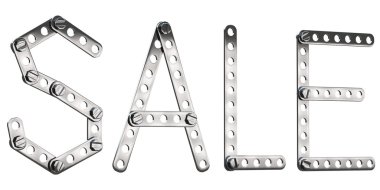 Word Sale made from metall construktor.