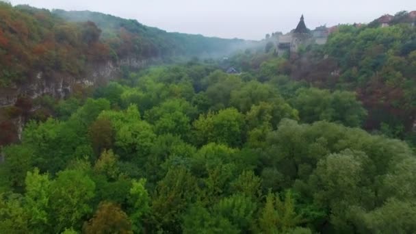 Aerial shot of canyon Kamenec-Podolskiy — Stock Video