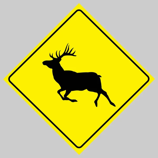 표지와 상징은 노란색 배경에서 사슴의 지역을 나타낸다 — 스톡 벡터